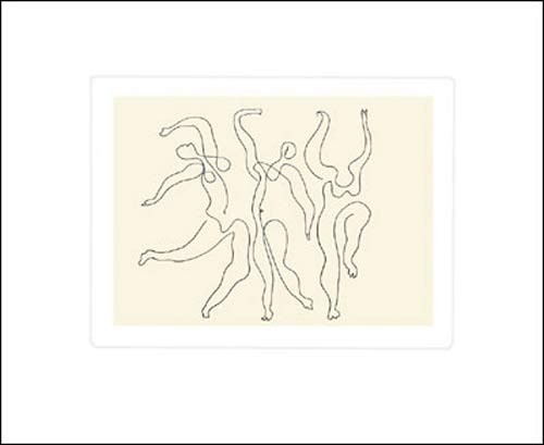 Pablo Picasso, Trois danseuses, 1924 (Büttenpapier) (Klassische Moderne, Zeichnung, minimalistisch, Tanzende, drei tanzende Frauen, Einstrichzeichnungen,  Wohnzimmer, Treppenhaus, Arztpraxis, schwarz / weiß)