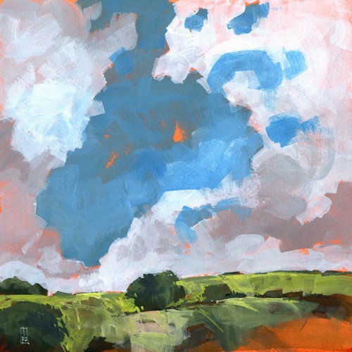 Paul Bailey, Autumn Dawn (Wunschgröße, Malerei, Impression, Landschaft, Felder, Farbfelder, Himmel, Dämmerung, Jahreszeit, Herbst,  Wohnzimmer, Büro, bunt)