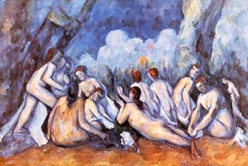 Paul Cézanne, Die großen Badenden (Impressionismus, Badende, Nackte, Landschaft, Rückenakte, Sommer, Klassiker, Schlafzimmer, Wohnzimmer, Wunschgröße, bunt)