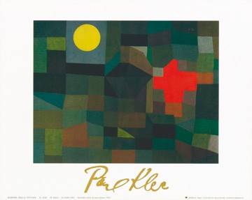 Paul Klee, Incendio la luna piena, 1933 (Malerei, Konstruktivismus, Mond,  geometrische Formen, Farbflächen, Klassische Moderne,  Wohnzimmer, Arztpraxis, Büro, Business, bunt)