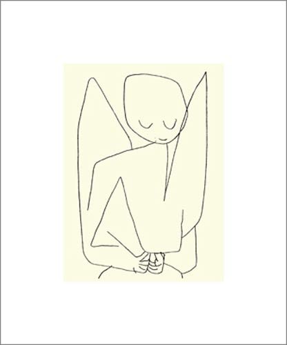 Paul Klee, Vergesslicher Engel, 1939 (Büttenpapier) (Zeichnung, Engel, Himmelswesen, Expressionismus,  Klassische Moderne, Büro, Wohnzimmer, Arztpraxis, schwarz / weiß)
