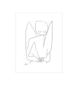 Paul Klee, Vergesslicher Engel (Wunschgröße, Zeichnung, Engel, Himmelswesen, Expressionismus,  Klassische Moderne, Büro, Wohnzimmer, Arztpraxis, schwarz / weiß)