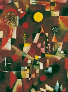 Paul Klee, Der Vollmond (Wunschgröße, Malerei, Expressionismus, Mond, Bäume, geometrische Formen, Farbflächen, Klassische Moderne,  Wohnzimmer, Arztpraxis, Büro, Business, bunt)