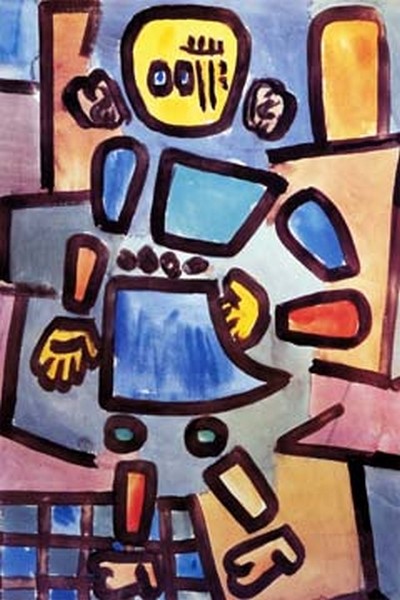 Paul Klee, Ohne Titel (Gliederpuppe) (Wunschgröße, Malerei, Expressionismus, Puppe, Kind, Spiel, Klassische Moderne,  Wohnzimmer, Arztpraxis, bunt)