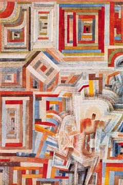 Paul Klee, Palace partially destroyed (Wunschgröße, Malerei, Konstruktivismus,  geometrische Formen, Farbflächen, Klassische Moderne,  Wohnzimmer, Arztpraxis, Büro, Business, bunt)