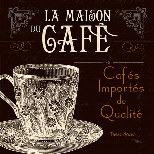 Pela Studio, Flavors of France I (Wunschgröße, Grafik, Kaffeehaus, Kaffeetasse, Tasse, Werbung, Nostalgie, Französisch, Gastronomie, Café, Küche, Esszimmer, braun/beige)