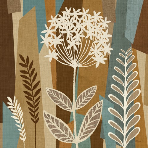 Pela Studio, Pieces of Nature III (Wunschgröße, florale Muster, dekorativ, Malerei, Treppenhaus, braun/blau)
