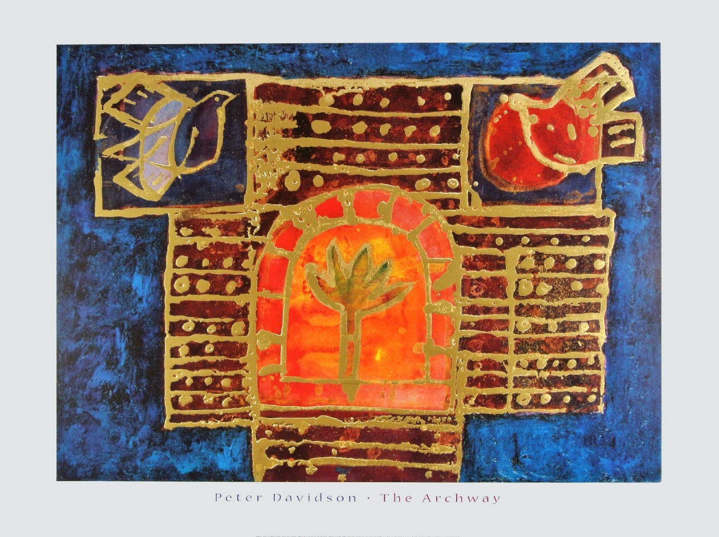 Peter Davidson, The Archway (mit Folienprägung) (Malerei, Modern, abstrakt, Palme, Vogel, Bogen, Farbfelder, Linien, Punkte, Orient, Wohnzimmer, Treppenhaus, bunt)