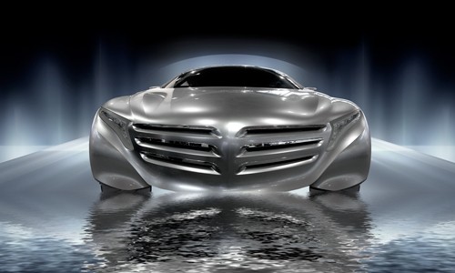 Peter Hillert, Car Collection Water (Fotokunst, Technik, Auto, KFZ, Vision, Traumauto, Büro, Business,  Wohnzimmer, Modern, Wunschgröße, silber, blau)