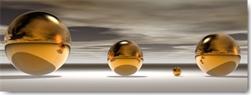 Peter Hillert, Golden Bowl I (Photokunst, Kugeln, Landschaft, Himmel, surreal, Wunschgröße, Modern, Wohnzimmer, Büro, Business, gold / grau)