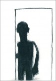 Petrus DE MAN, Drempel, 2003 (Schwelle, Mann, Türrahmen, Schemen, Silhouette, modern, Treppenhaus, Wohnzimmer, schwarz/weiß)