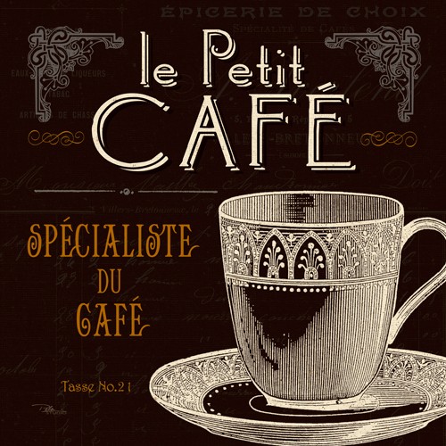 Pela Studio, Flavors of France II (Wunschgröße, Grafik, Kaffeehaus, Kaffeetasse, Tasse, Werbung, Nostalgie, Französisch, Gastronomie, Café, Küche, Esszimmer, braun/beige)