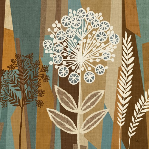 Pela Studio, Pieces of Nature II (Wunschgröße, florale Muster, dekorativ, Malerei, Treppenhaus, braun/blau)