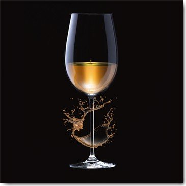 Peter Hillert, GrapeSplash two (Fotokunst, Glas, Weißwein, Spritzer, Splash, Küche, Gastronomie, Esszimmer, Bistro, Wunschgröße, Modern, schwarz / gold)