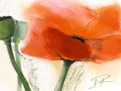 Gerd Pflumm, Faszination Mohn III (Blumen, Blüten, Mohn, Pflanzen, abstrahiert, floral, modern, Malerei, Wohnzimmer, Treppenhaus, bunt)