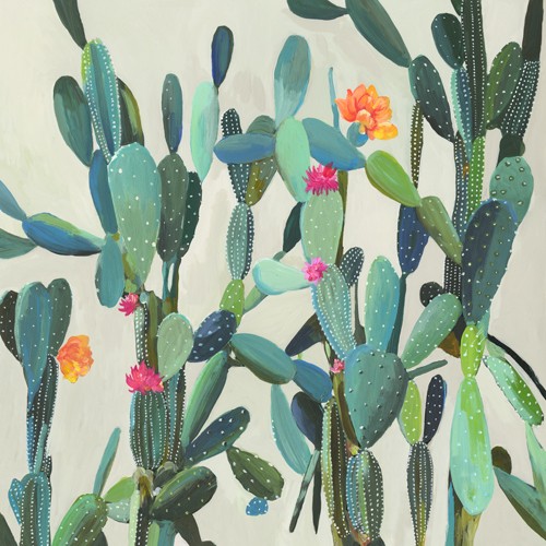Aimee Wilson, Cactus Garden (Pflanzen, Kakteen, Blüten, Kakteen, Vegetation, Tropisch, Wunschgröße, Malerei, Treppenhaus, Wohnzimmer, bunt)