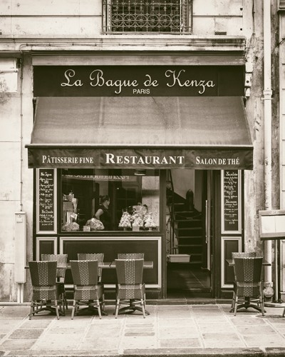 Jody Stewart, Paris Restaurant (Paris, Straßencafé, Restaurant, Nostalgie, Städte, Fotokunst, Esszimmer, Bistro, Gastronomie, Wunschgröße, schwarz/weiß)
