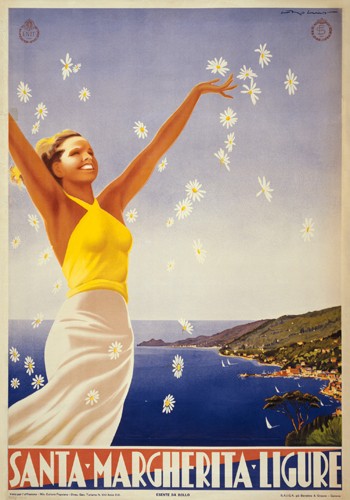 PI Collection, Santa Margherita (Werbung, Plakatkunst, Nostalgie, Urlaub, Sommerurlaub, Meer, Ligurien, Italien, Wohnzimmer, Treppenhaus, Wunschgröße, Grafik)