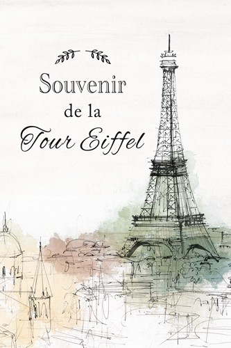 Isabelle Z, Paris Lookout I (Paris, Eiffelturm, Wahrzeichen, zart, filgran, Wunschgröße, Treppenhaus, Esszimmer, Wohnzimmer, Aquarell)