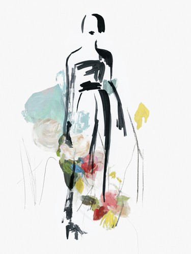 Aimee Wilson, Fashion Flowers III (Kleid, Studie, Entwurf, Mode, Eleganz, Wunschgröße, Malerei, Ankleidezimmer, Boutique, Wunschgröße)