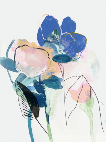 PI Studio, Fresh Flowers (Blumen, Blüten, filigran, moderne Malerei, Treppenhaus, Wohnzimmer, Wunschgröße, bunt)