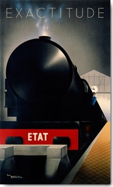 Pierre Fix-Masseau, Exactitude (Wunschgröße, Plakatkunst, Retro, Bahnhof, Lokomotive, Genauigkeit, Geometrie, Büro, Wohnzimmer, bunt)