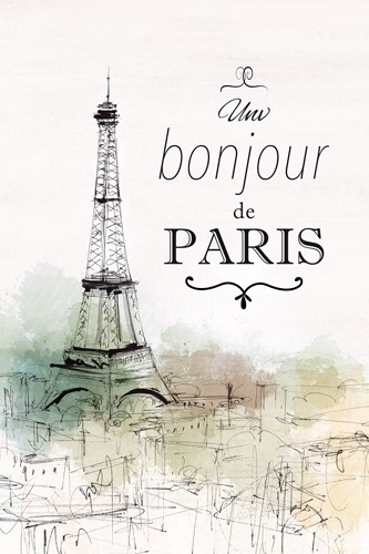 Isabelle Z, Paris Lookout II (Paris, Eiffelturm, Wahrzeichen, zart, filgran, Wunschgröße, Treppenhaus, Esszimmer, Wohnzimmer, Aquarell)