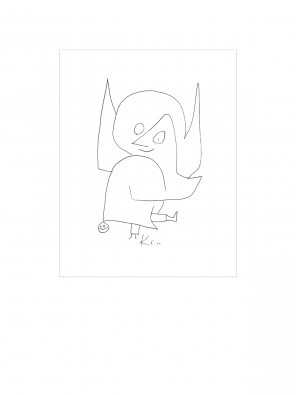 Paul Klee, Schellenengel (Wunschgröße, Zeichnung, Engel, Himmelswesen, Glöckchen, Expressionismus,  Klassische Moderne, Büro, Wohnzimmer, Arztpraxis, schwarz / weiß)