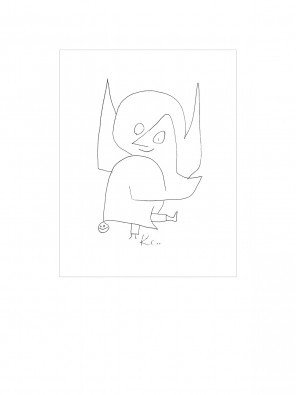 Paul Klee, Schellenengel (Wunschgröße, Zeichnung, Engel, Himmelswesen, Glöckchen, Expressionismus,  Klassische Moderne, Büro, Wohnzimmer, Arztpraxis, schwarz / weiß)