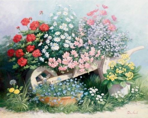 Peter Motz, Flower parade (Blumen, Stillleben, Bouquet, üppig, Sommerblumen, Floral, Wunschgröße, Wohnzimmer, Esszimmer)