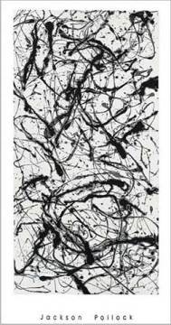 Number IIA, Jackson Pollock (Malerei, Klassische Moderne, Action Painting, abstrakte Malerei, Farbkleckse, Farbspuren, Drip-painting, Farbstrukturen, Jack the Dripper, Wohnzimmer, Büro, Business, schwarz/weiß)