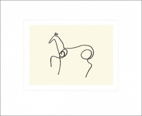 Pablo Picasso, Le Cheval (Klassische Moderne, Linien, Pferd, Tier, amorphe Formen, Wohnzimmer, Treppenhaus, Zeichnung, schwarz/weiß)