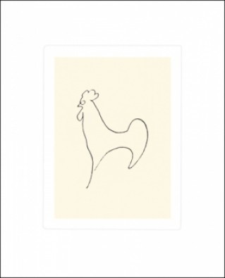 Pablo Picasso, Le Coq-Detail (Klassische Moderne, Malerei, Kubismus, Hahn, amorphe Formen, Wohnzimmer, Treppenhaus, Zeichnung, schwarz/weiß)