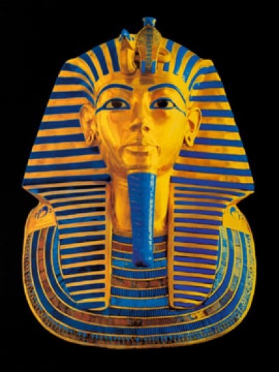 Prisma/Kugler, Tutenkhamun (Maske, Totenmaske, Pharao, Ägypten, Tutanchamun, Persönlichkeiten, Herrscher, Photokunst, edel, Treppenhaus, Wohnzimmer, blau/gold)