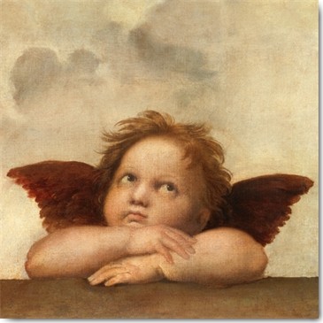 Raffael, Die Sixtinische Madonna (Detail) II (Klassiker, Sixtinische Madonna, Engel, Putte, Renaissance, Malerei, Wohnzimmer, Schlafzimmer, Treppenhaus, Wunschgröße, bunt)