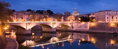 Rainer Mirau, Rom I (Fluss, Tiber, Rom, Hauptstadt,Brücke, Reflexionen, Metropole, Italien, Architektur, Fotografie, Abendszene, Städte, Wunschgröße, Wohnzimmer, Büro, bunt)