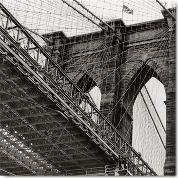 Ralf Uicker, Brooklyn Bridge Strings (Wunschgröße, Fotokunst, Metropole, USA, New York, Brücke, Brooklyn Bridge, Streben, Stahlseile, Brückenpfeiler, Architektur, Wohnzimmer, Treppenhaus, Jugendzimmer, Büro, schwarz/weiß)