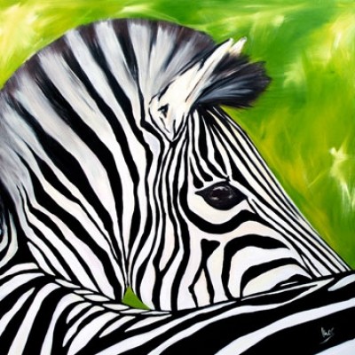 Ines Ramm, Oswald (Zebra, Tiere, Pop Art, Fellmuster, moderne Malerei, Jugendzimmer, Wohnzimmer, Treppenhaus, bunt)