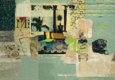 Helmut Ranftl, Teamwork II (Abstrakt, Collage, Team, Wohnzimmer, Büro, Business, Abstrakt, Modern, grün/bunt)