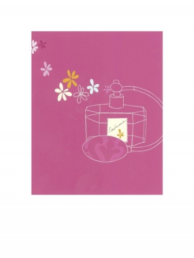 Robert Reader, PERFUME BOTTLE IV (Flacon, Parfumflasche, Blüten, blumig, modern, zeitgenössisch, Wohnzimmer, Treppenhaus, Büro, Grafik, pink)