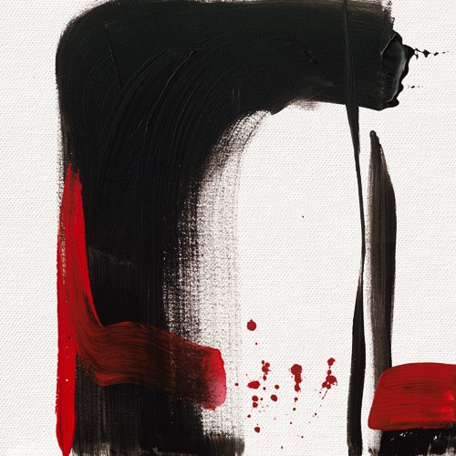 Regina Decker, Ohne Titel III (Wunschgröße, modern, abstrakt, Abstrakte Malerei, pastos, Pinselspur, Pinselstrich, Bewegung, Dynamik,  Büro, Wohnzimmer, Business, schwarz/weiß/rot)