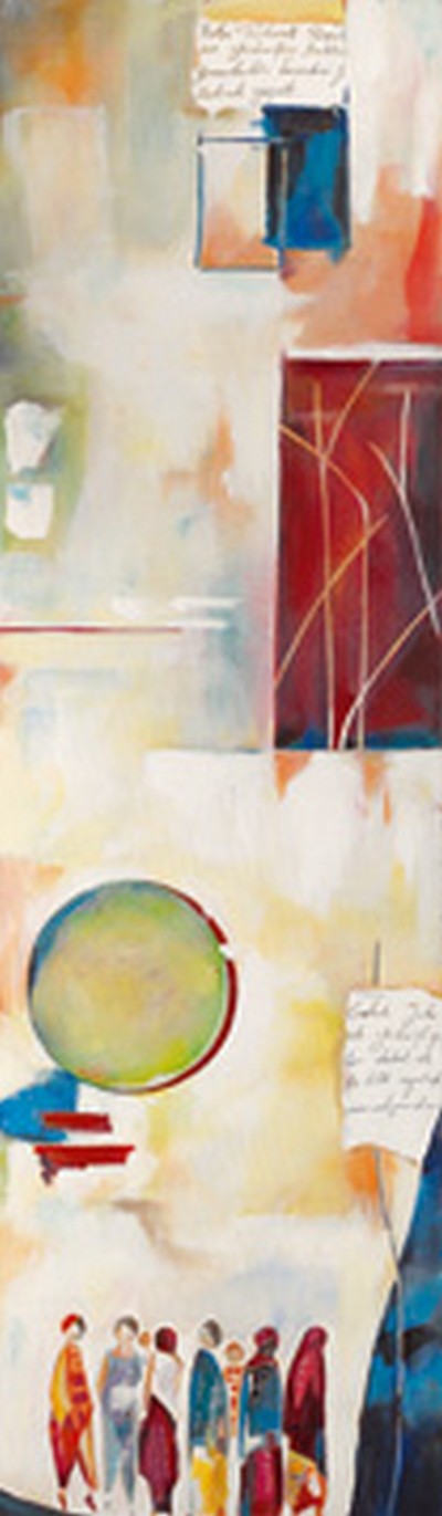 Regina Wiede, Erde II (Abstrakte Malerei, Abstrakt, modern, geometrische Muster, Ornamente, Fassade, menschen, figurativ, Wohnzimmer, Büro, Farbfelder, Linien, Wunschgröße)
