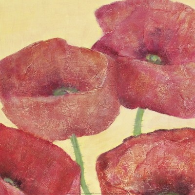 Reichert Katharina, Squared Poppies I (Blumen, Mohn, Mohnblüten, Floral, Aquarell, transparent, zart, Treppenhaus, Wohnzimmer, bunt)