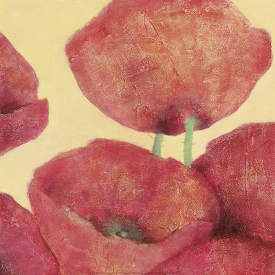 Reichert Katharina, Squared Poppies II (Blumen, Mohn, Mohnblüten, Floral, Aquarell, transparent, zart, Treppenhaus, Wohnzimmer, bunt)