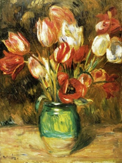 Pierre-Auguste Renoir, Tulips in a Vase (Drucke, Impressionismus, Blumen, Soziale Einrichtung, Klassiker)