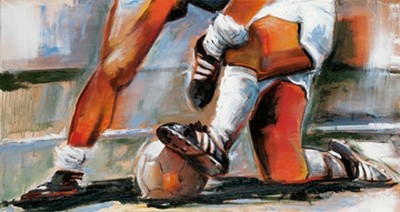 Reza Abolfazli, Fussball III (Sport, Fußball, Action, Wunschgröße, Jugendzimmer, Treppenhaus, Malerei, bunt)