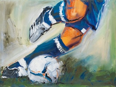 Reza Abolfazli, Fussball II (Sport, Fußball, Action, Wunschgröße, Jugendzimmer, Treppenhaus, Malerei, bunt)