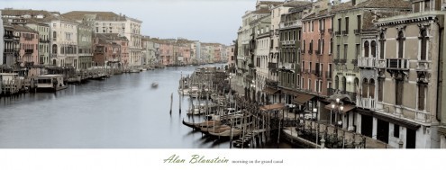 Alan Blaustein, Morning on the Grand Canal (Fotografie, Nostalgie, Architektur, Venedig, Venezia, Canal Grande, Morgenlicht, Dämmerung, Gondeln, Städte, Italien, Schlafzimmer, Wohnzimmer, Treppenhaus, bunt)
