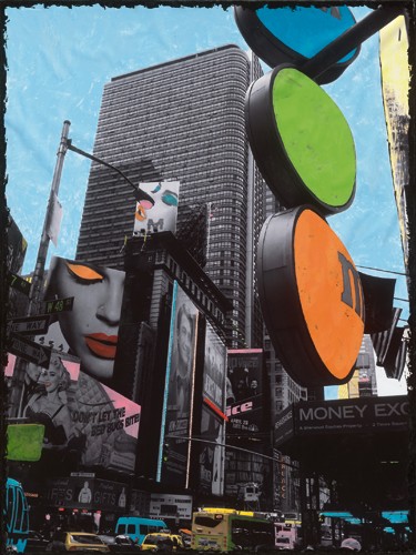 Riccardo Simonutti, 2, Times Square (Pop Art, Straße, Architektur, New York, Manhattan, Ampel, Mediamix, Fotokunst, Fotokunst, Wohnzimmer, Jugendzimmer,  Büro,  Wunschgröße, zeitgenössisch, schwarz/weiß/bunt)