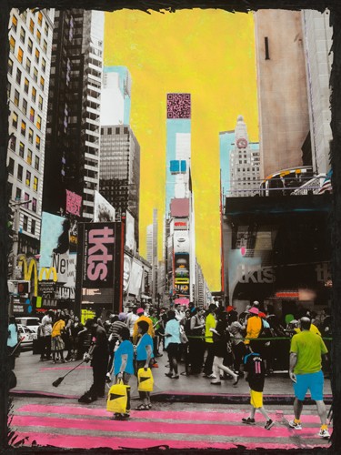 Riccardo Simonutti, Scissors Sisters (Pop Art, Straße, New York, Manhattan, Architektur, Zebastreifen, Mediamix, Fotokunst, Einfärbungen, Wohnzimmer, Jugendzimmer, Büro, Wunschgröße, zeitgenössisch, schwarz/weiß/bunt)